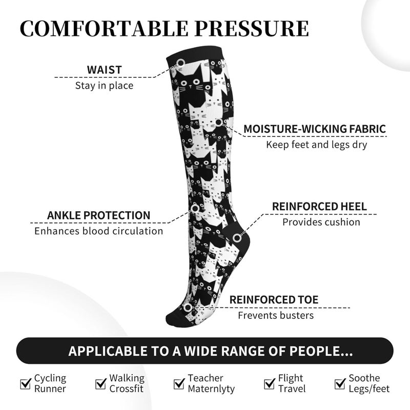 Figtihw Tie Dye Compression Socks Knee High Support Socks For Women Men Running Athletic Hiking - Image 4